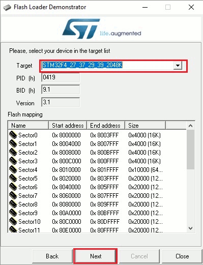 Flash loader choose device