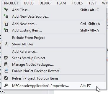 Project menu