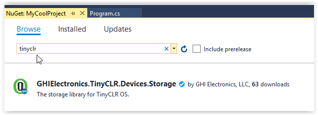 Search for TinyCLR